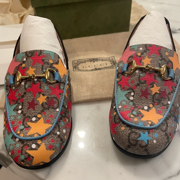 Gucci kids princetown slingback loafers GG supreme star horsebit mule toddlers - Picture 9 of 12